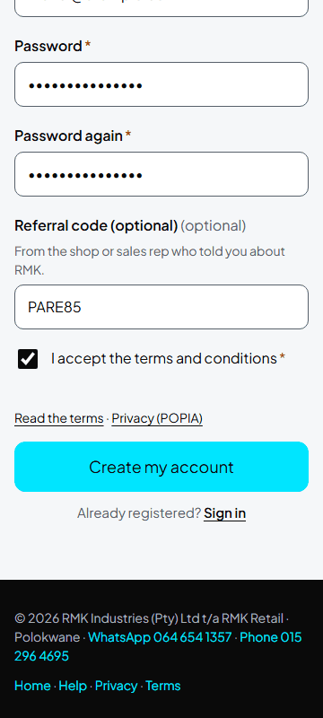 Sign up with the referral link