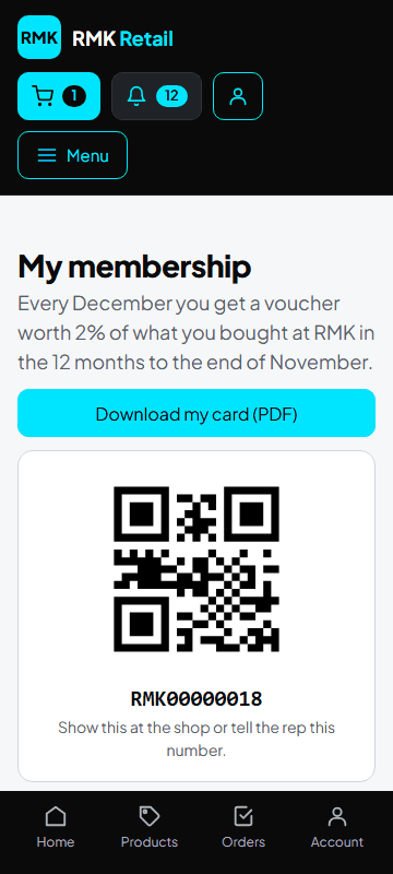 Membership card and voucher