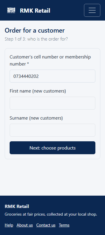 Order for a customer