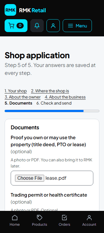 Application step 5: documents